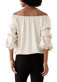 Women's 3/4 Cha Sleeve Off the Shoulder Blouse