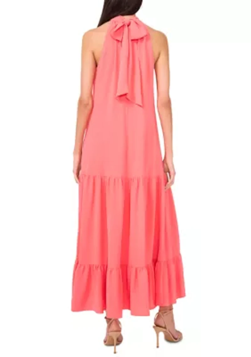 Women's Solid Halter Challis Dress