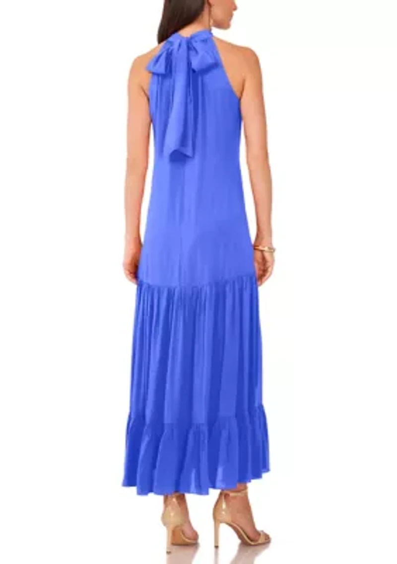 Women's Solid Halter Challis Dress