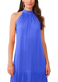 Women's Solid Halter Challis Dress