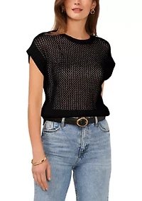 Women's Short Drop Shoulder Open Stitch Sweater