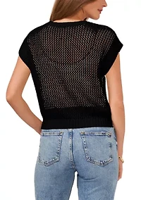 Women's Short Drop Shoulder Open Stitch Sweater