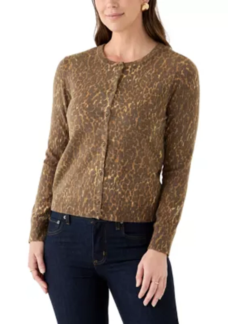 Women's Button Front Animal Print Cardigan