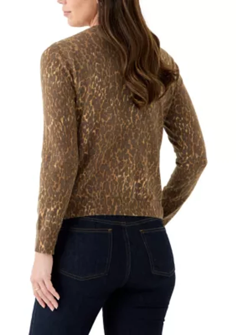 Women's Button Front Animal Print Cardigan