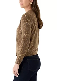 Women's Button Front Animal Print Cardigan