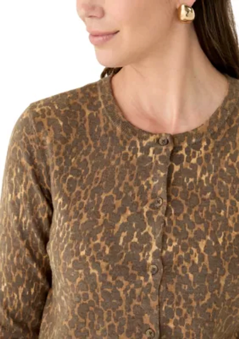 Women's Button Front Animal Print Cardigan