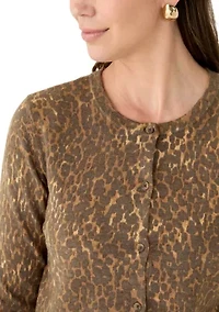 Women's Button Front Animal Print Cardigan