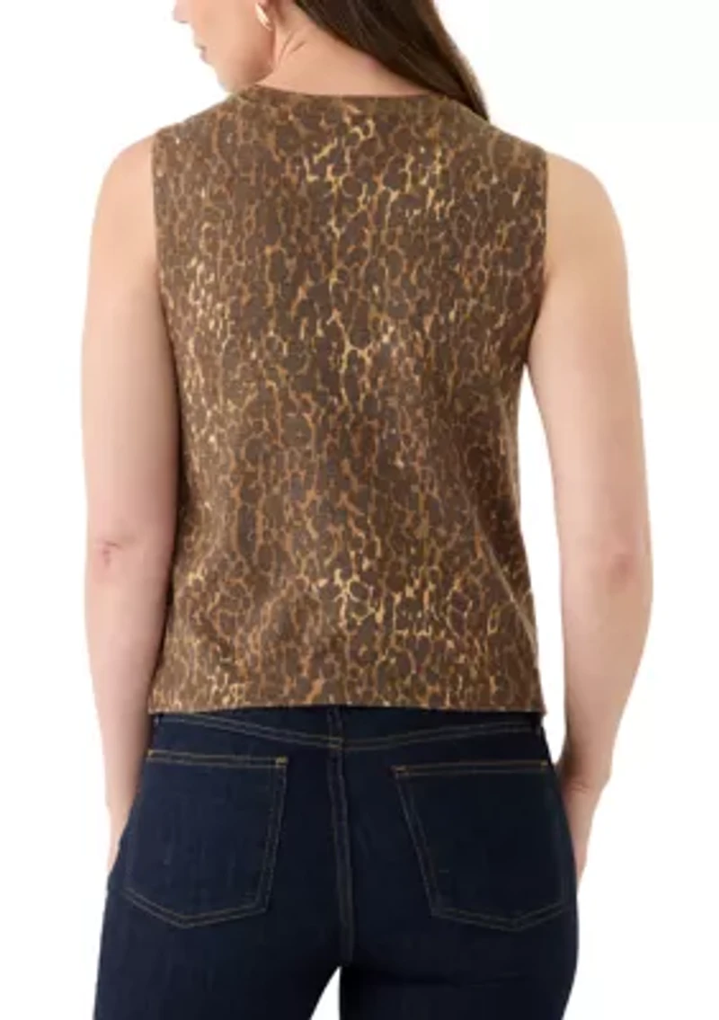 Woman's Print Sleeveless Sweater