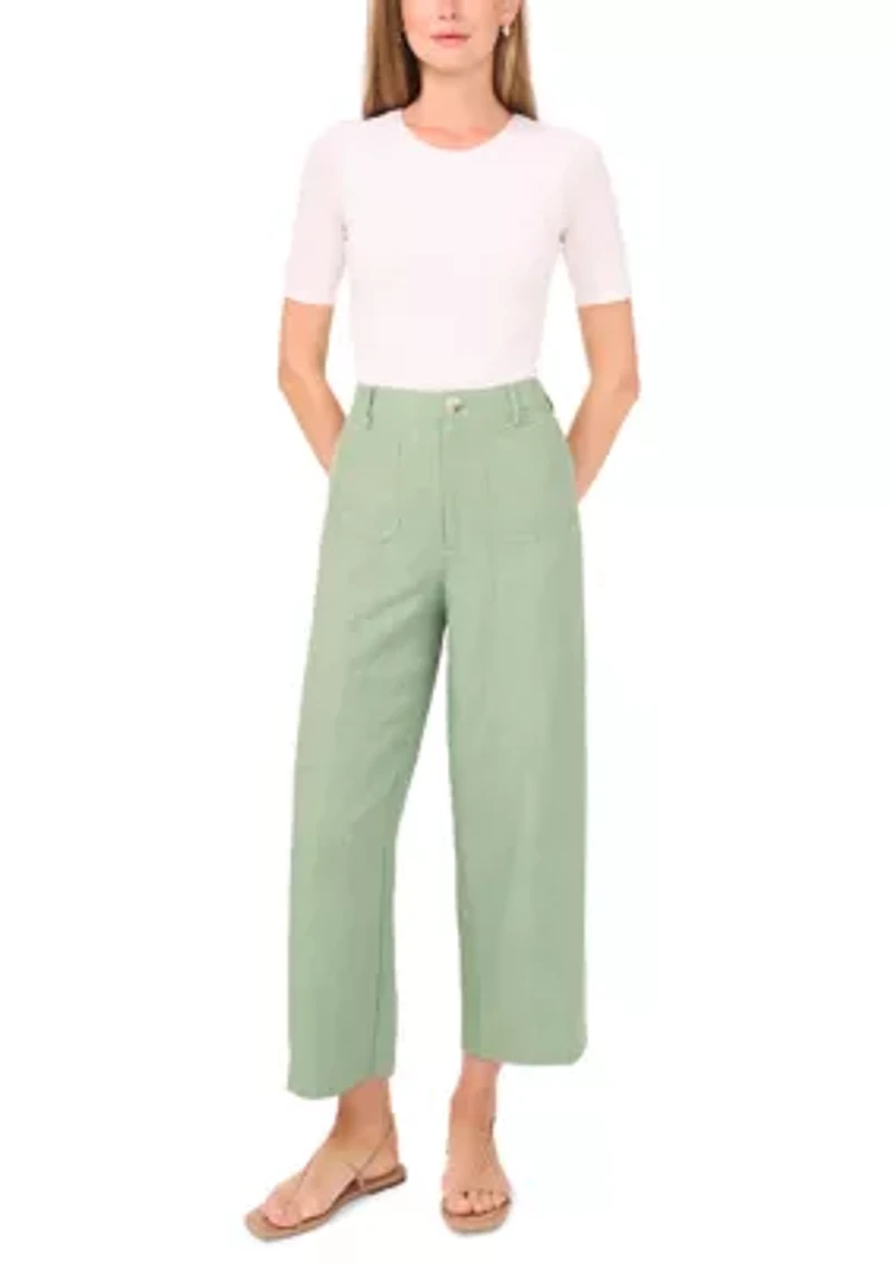 Women's Wide Leg Twill Cropped Pants