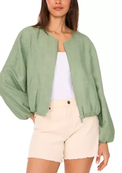 Women's Long Sleeve Zip Front Bubble Hem Jacket