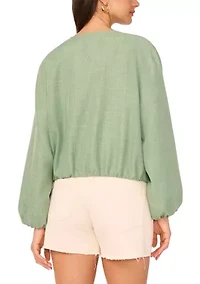 Women's Long Sleeve Zip Front Bubble Hem Jacket