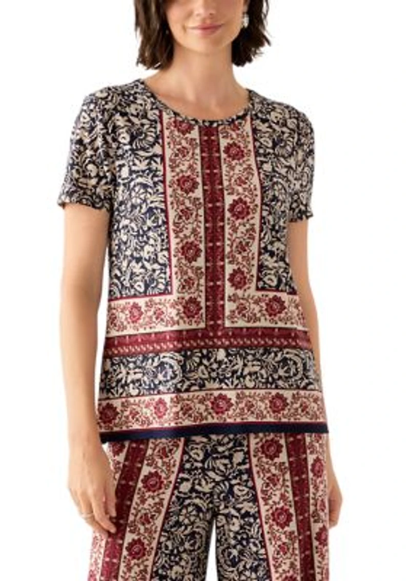 Women's Floral Border Top
