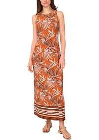 Women's Border Leaves Sleeveless Maxi Dress