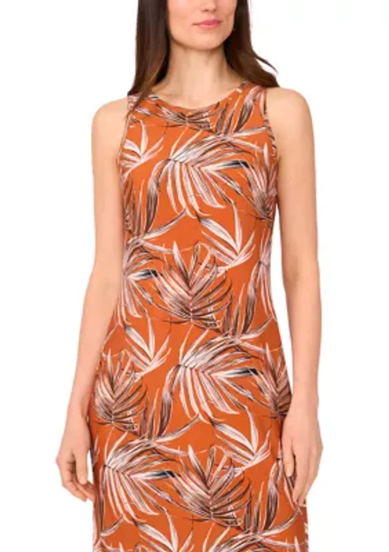 Women's Border Leaves Sleeveless Maxi Dress