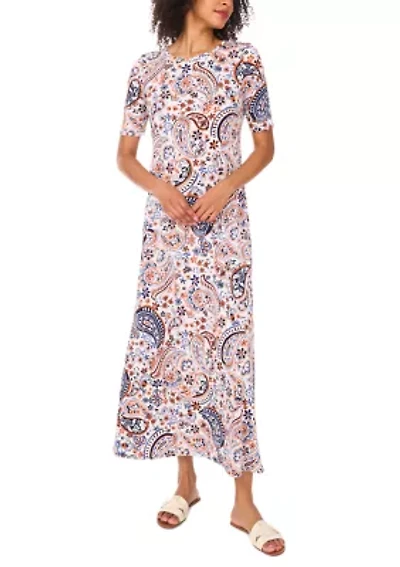 Women's Short Sleeve Paisley Dress