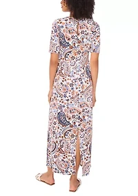 Women's Short Sleeve Paisley Dress