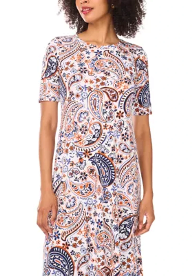 Women's Short Sleeve Paisley Dress