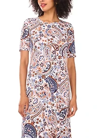 Women's Short Sleeve Paisley Dress