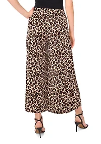 Women's Pull On Leopard Print Wide Leg Pants