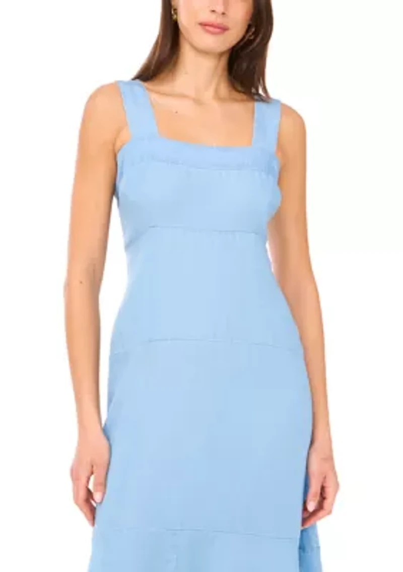 Women's Square Neck Smocked Back Dress