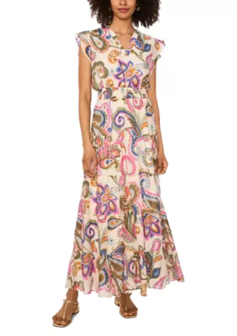 Women's Flutter Sleeve Smock Waist Dress