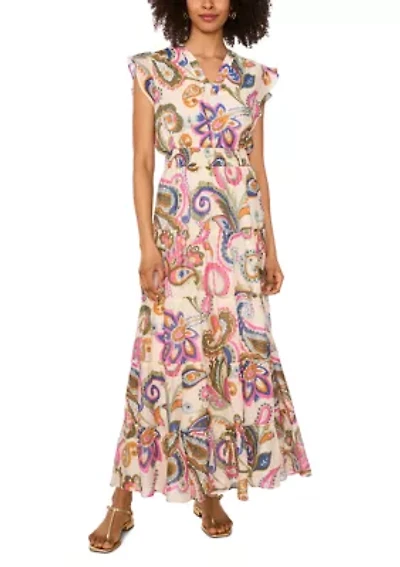 Women's Flutter Sleeve Smock Waist Dress