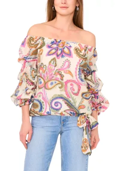 Women's Off the Shoulder Paisley Cha Blouse