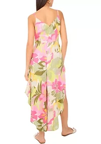 Women's Multicolor Floral Tie Front Challis Jumpsuit