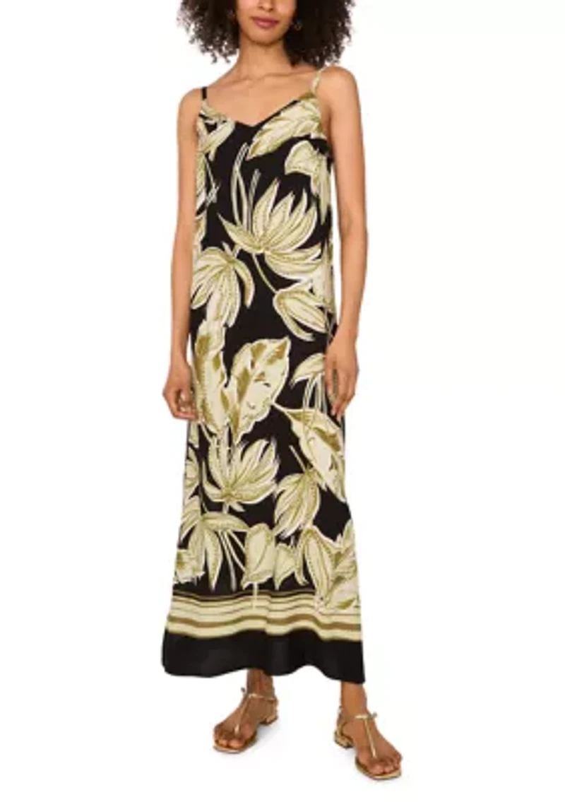 Women's Leaf Border Tank Maxi Dress