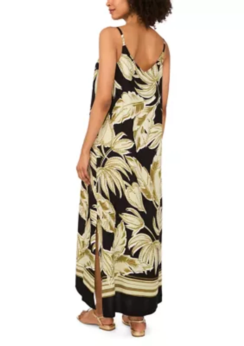 Women's Leaf Border Tank Maxi Dress