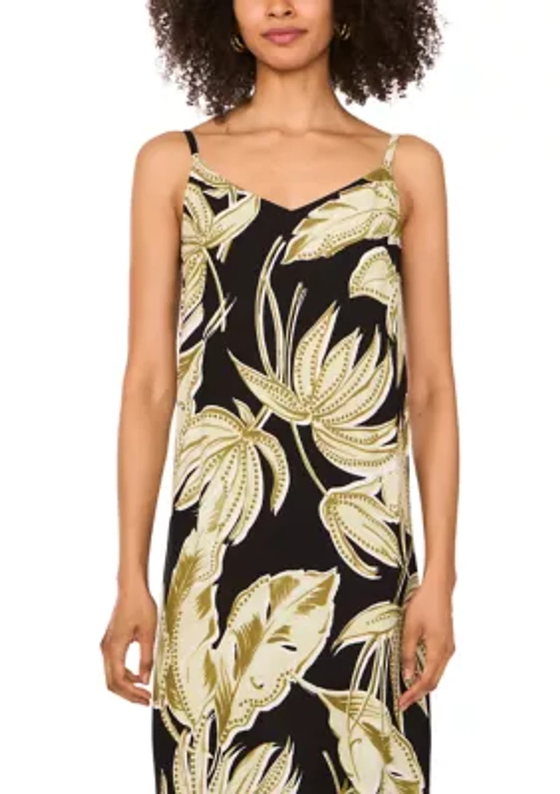 Women's Leaf Border Tank Maxi Dress