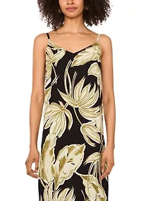 Women's Leaf Border Tank Maxi Dress