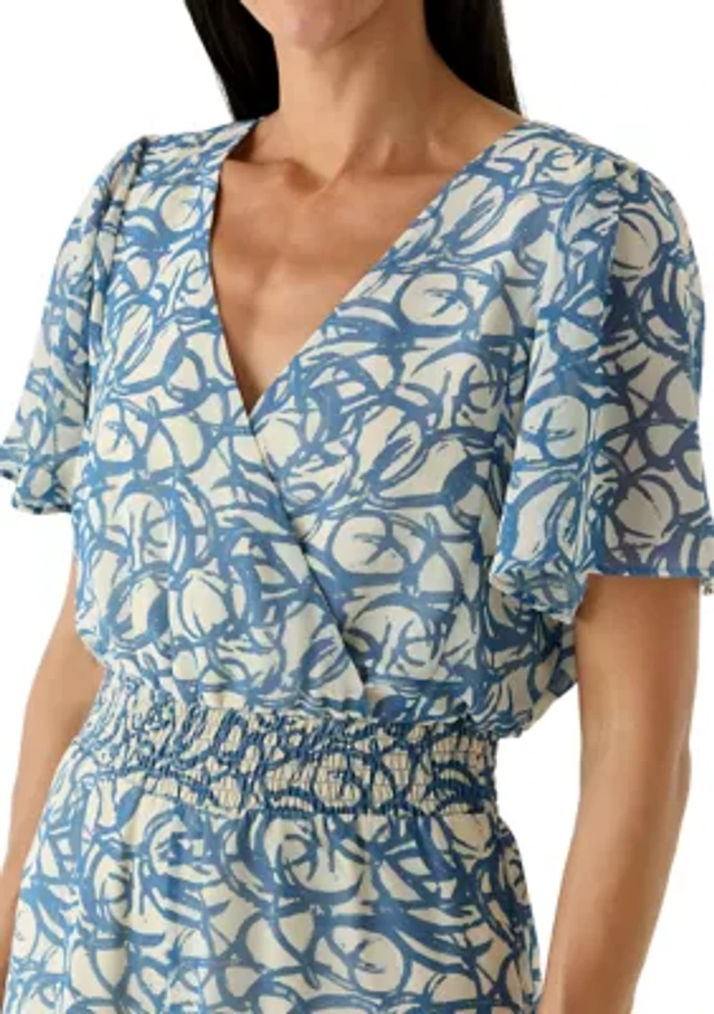 Women's Surplice Smock Waist Jumpsuit