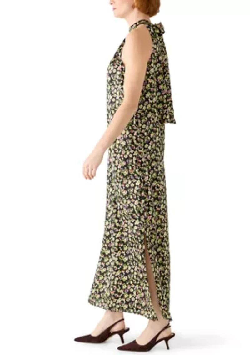 Women's Halter Satin Maxi Dress