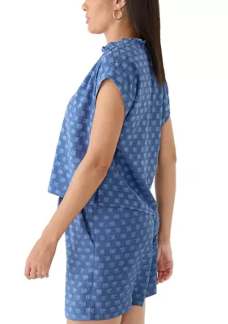 Women's Cap Sleeve Split Neck Blouse