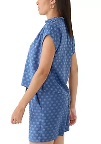 Women's Cap Sleeve Split Neck Blouse