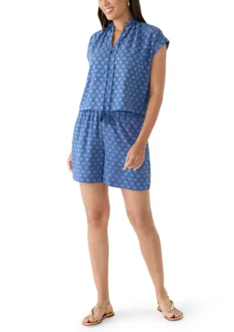 Women's Cap Sleeve Split Neck Blouse