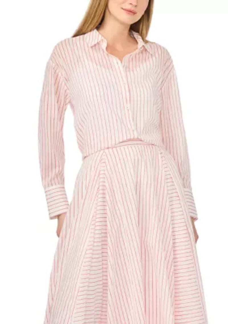 Women's Roll Sleeve Striped Shirt