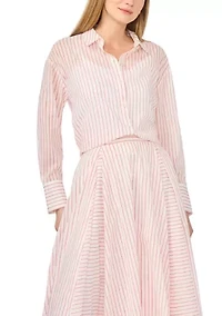 Women's Roll Sleeve Striped Shirt