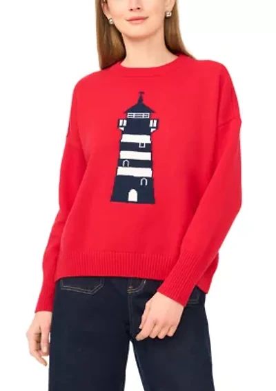 Women's Beach Light House Crew Neck Sweater