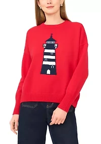 Women's Beach Light House Crew Neck Sweater