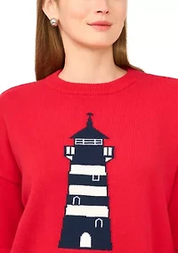 Women's Beach Light House Crew Neck Sweater