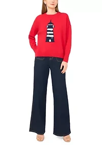 Women's Beach Light House Crew Neck Sweater