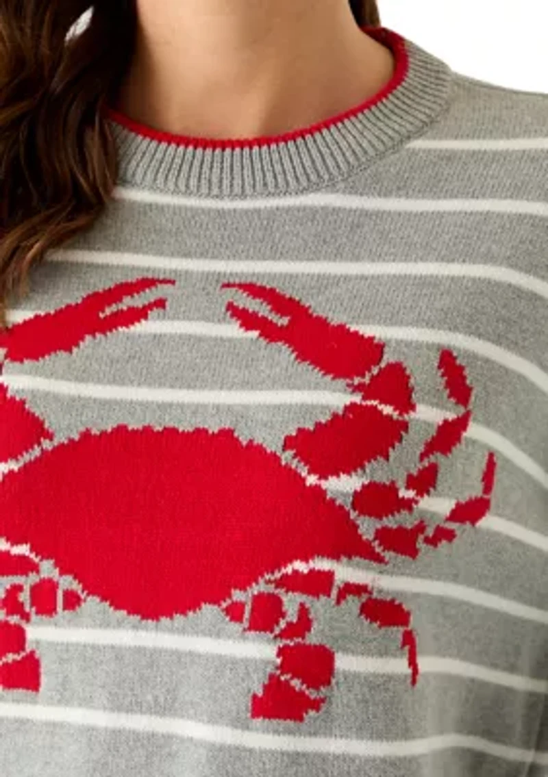 Women's Striped Crab Crew Neck Sweater