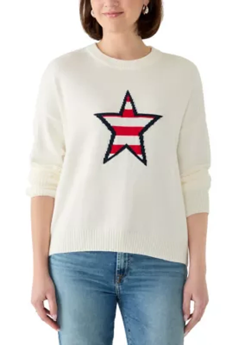 Women's Long Sleeve Stars and Stripes Sweater