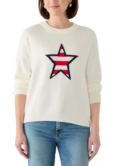 Women's Long Sleeve Stars and Stripes Sweater