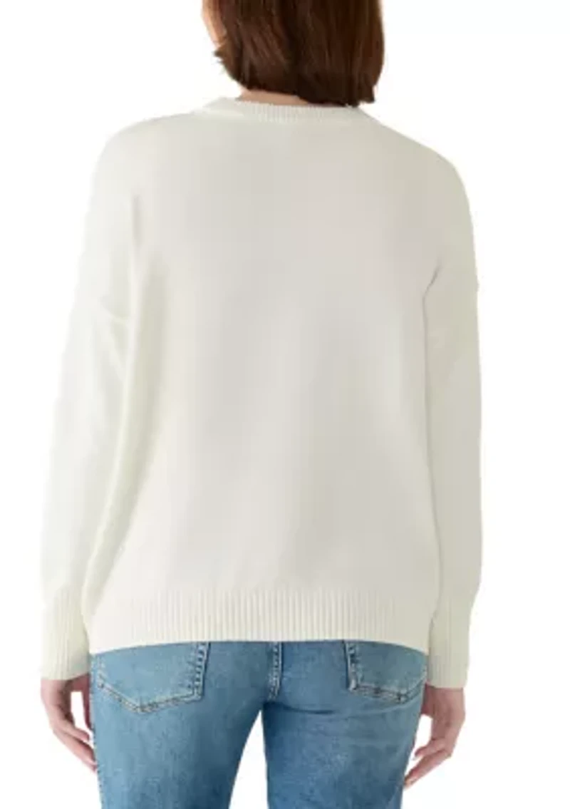 Women's Long Sleeve Stars and Stripes Sweater