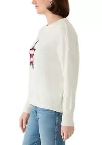 Women's Long Sleeve Stars and Stripes Sweater