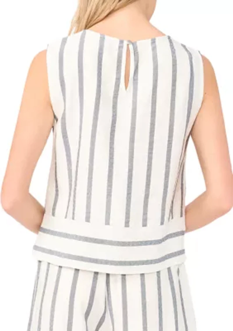 Women's Sleeveless Vertical Striped Blouse