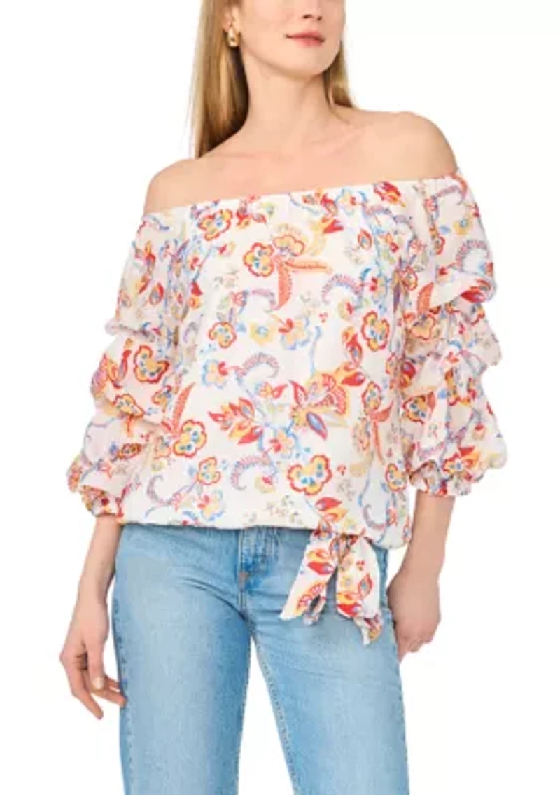 Women's Off The Shoulder Cha Floral Top